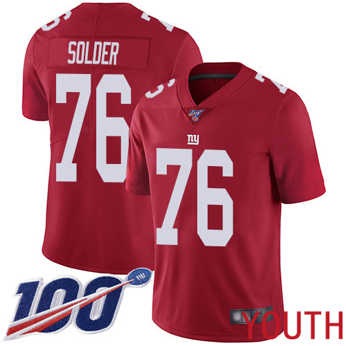 Youth New York Giants #76 Nate Solder Red Limited Red Inverted Legend 100th Season Football NFL Jersey